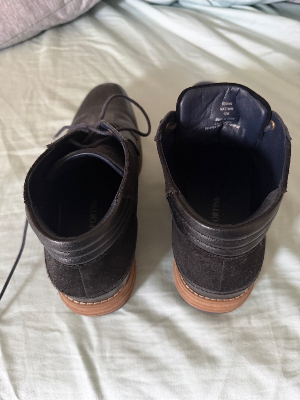 Franco Fortini Men's Black Suede Chukka Boots with Brown Stacked Sole
